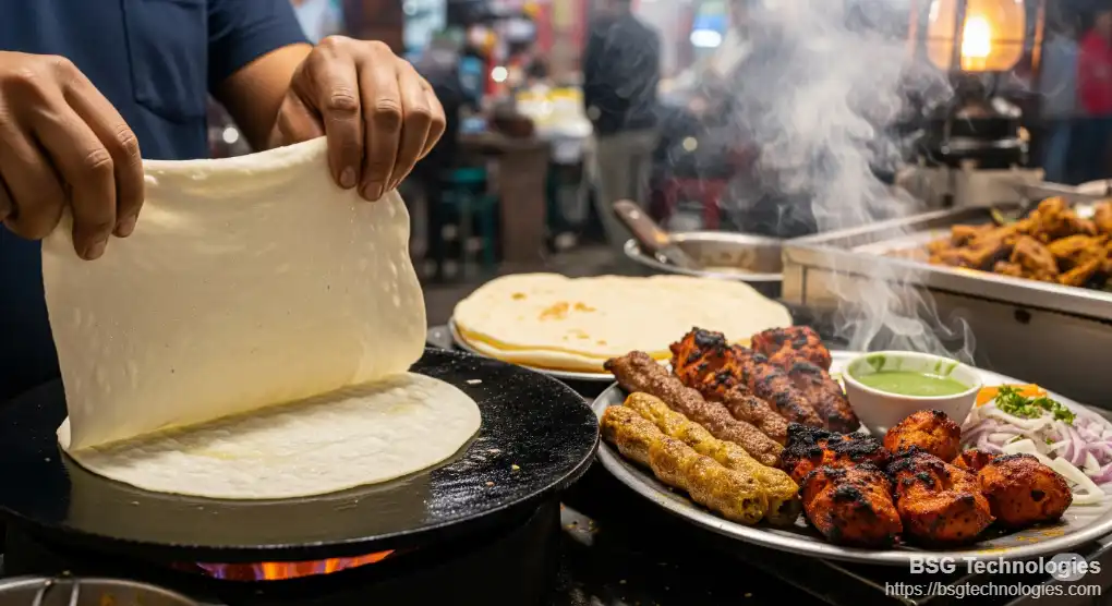 Roomali Roti with Kebab: The Perfect Combination of Soft Bread and Succulent Meat